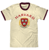 Harvard University Veritas Ringer T-Shirt - Natural Beige and Maroon