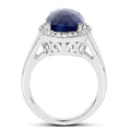 9.83 Carat Genuine Blue Sapphire and White Diamond .925 Sterling Silver Ring by Bids.com
