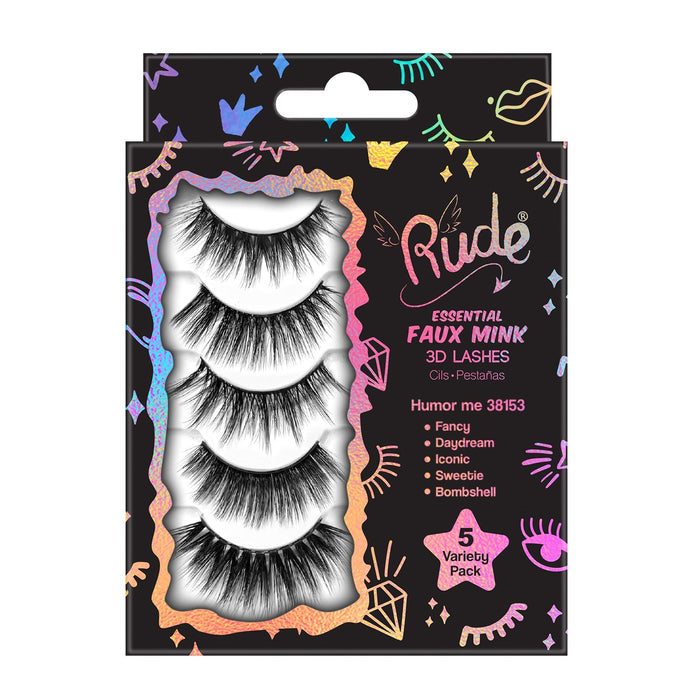 Rude Essential Faux Mink 3D Lashes 5 Multi-Pack - Humor Me by Avera Group
