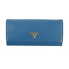 Prada Vitello Daino Blue Continental Flap Long Wallet #3823