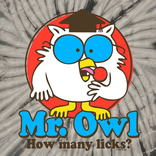 Tootsie Pop Mr. Owl How Many Licks Tie Dye T-Shirt - Black Tie Dye by Tee Luv