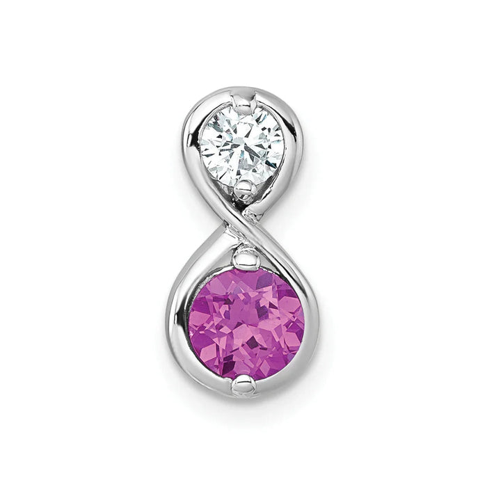 Dainty Ruby and CZ Infinity Chain Slide Infinity Pendant by Fine Color Jewels