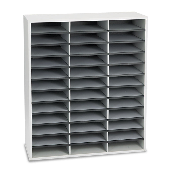 Fellowes Literature Organizer, 36 Letter Compartments, 29 x 11.88 x 34.69, Dove Gray