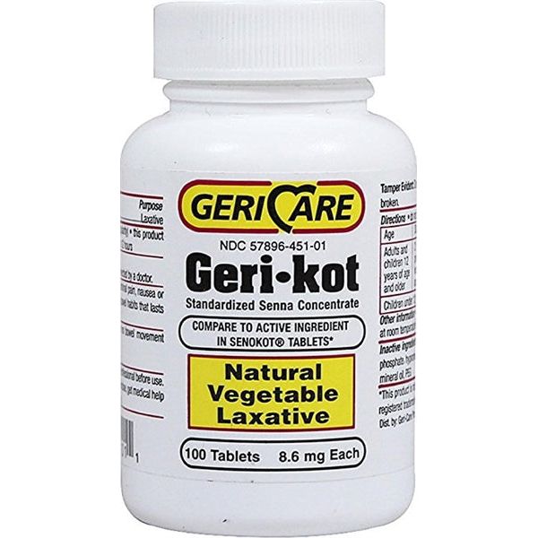 GeriCare Geri-Kot 8.6mg Tablets - 100 Ea By (Compare To Senokot) by Pasteur Pharmacy