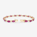 Marquise Pink Ruby Prong 10K Yellow Gold Tennis Bracelet by Fine Color Jewels