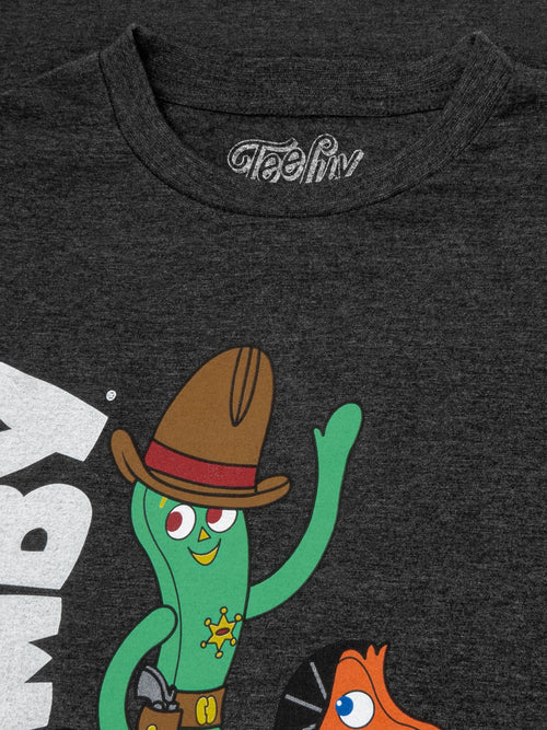 Gumby and Pokey Cowboy T-Shirt - Charcoal Gray Heather by Tee Luv