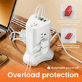 14-in-1 Power Strip Tower with 4 USB Ports & 9 AC Outlets, 10ft Extension Cable, Adjustable 3-Color Night Light by DailySale