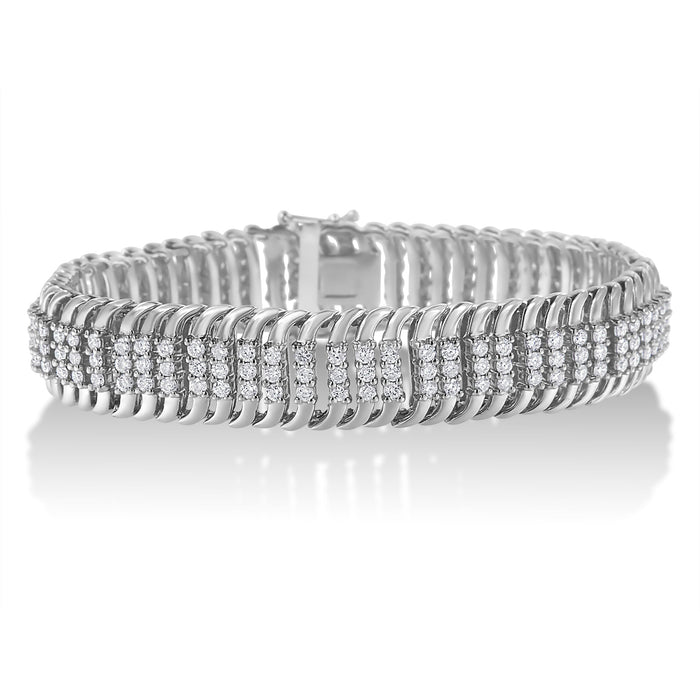 14K White Gold 5.0 Cttw Round Brilliant Cut Diamond 7" S Wave Serpentine Tennis Bracelet (H-I Color, I1-I2 Clarity) by Bids.com