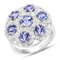 2.00 Carat Genuine Tanzanite and White Zircon .925 Sterling Silver Ring by Bids.com