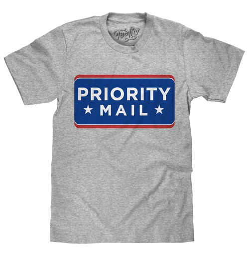 United States Postal Service USPS Priority Mail T-Shirt - Athletic Heather Gray by Tee Luv