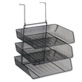 Fellowes Mesh Partition Additions Three-Tray Organizer, 11.13 x 14 x 14.75, Over-the-Panel/Wall Mount, Black