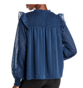 AQUA Smocked Yoke Ruffled Jacquard Top by Vanessa Jane