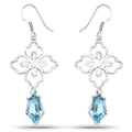12.14 Carat Genuine Swiss Blue Topaz .925 Sterling Silver Earrings by Bids.com