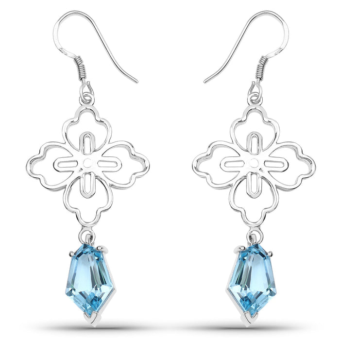 12.14 Carat Genuine Swiss Blue Topaz .925 Sterling Silver Earrings by Bids.com