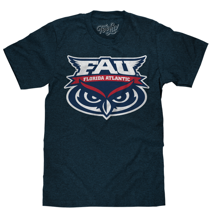 Florida Atlantic University Owls T-Shirt - Denim Blue Heather by Tee Luv