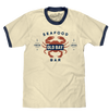 Old Bay Seafood Bar Lobster Logo Ringer T-Shirt - Beige and Navy