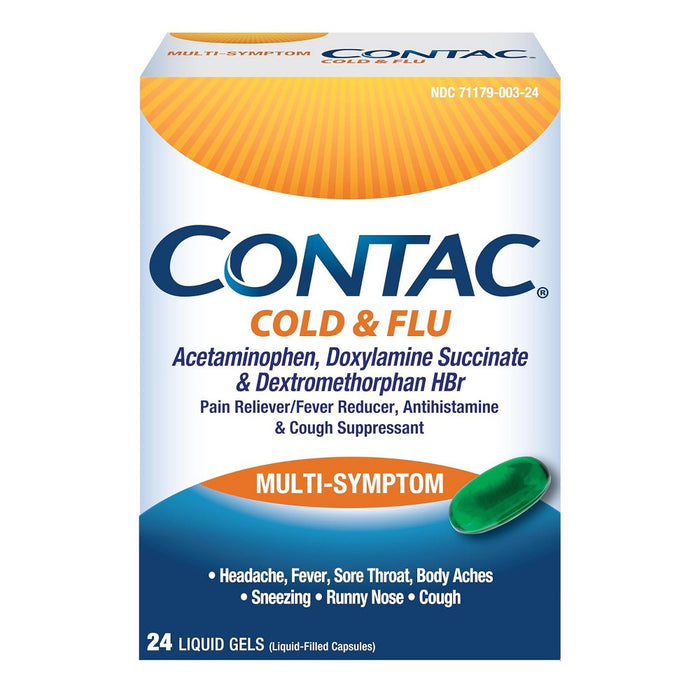 Contac Cold & Flu Multi Symptom 24 Liquid Gels by Pasteur Pharmacy