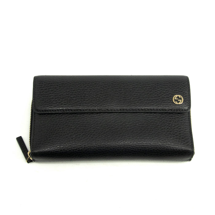 Gucci Interlocking G Black Zip Around Tri-fold Wallet #3917 by Bolt Boutique