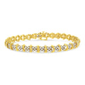 10K Yellow Gold Plated .925 Sterling Silver 2.0 Cttw Round Diamond Cluster "X" Shaped Link Bracelet (H-I Color, I3 Clarity) - 7" by Bids.com
