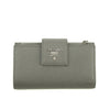 Prada Saffiano Leather Grey Metal Medium Wallet #3918