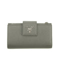 Prada Saffiano Leather Grey Metal Medium Wallet #3918 by Bolt Boutique