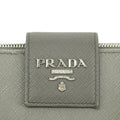 Prada Saffiano Leather Grey Metal Medium Wallet #3918 by Bolt Boutique