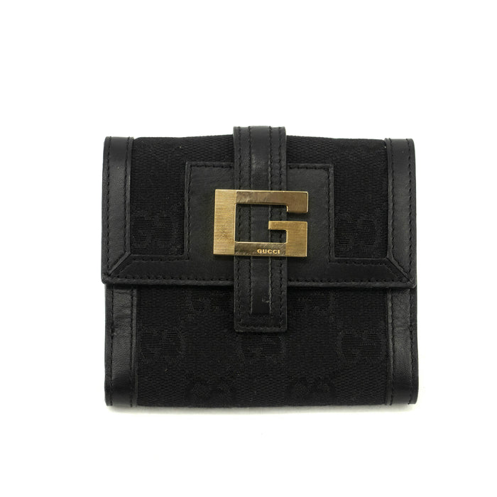Gucci Black Vintage G Square Logo Compact Wallet #3919 by Bolt Boutique