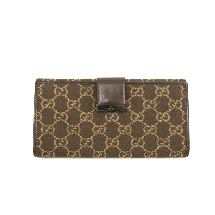 Gucci GG Logo Brown Canvas x Leather Long Wallet #3922 by Bolt Boutique