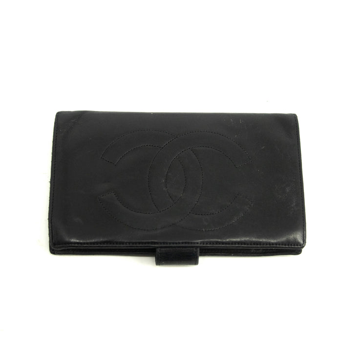 Chanel Black Lambskin Bifold Long Wallet #3925 by Bolt Boutique