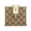 Gucci GG Brown White Canvas x Leather Compact Wallet #3935