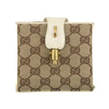 Gucci GG Brown White Canvas x Leather Compact Wallet #3935 by Bolt Boutique
