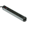 Fellowes Metal Surge Protector, 7 AC Outlets, 6 ft Cord, 1,250 J, Silver/Black