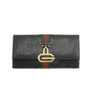Gucci GG Vintage Black Canvas x Leather Sherry Line Long Wallet #3938