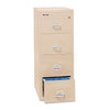 FireKing Insulated Vertical File, 1-Hour Fire Protection, 4 Letter-Size File Drawers, Parchment, 17.75" x 25" x 52.75"