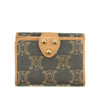 Celine Triomphe Canvas Beige x Blue Demin Compact Wallet #3950