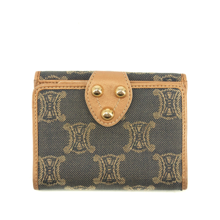 Celine Triomphe Canvas Beige x Blue Demin Compact Wallet #3950 by Bolt Boutique