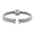 Popcorn Texture Cuff Bangle with Blue Topaz and Diamonds in Sterling Silver by Bids.com