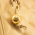 Chanel Beige Caviar Skin Quilted Matelase Shoulder Bag #3971 by Bolt Boutique