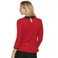 Elle Womens Collared 3/4-Sleeve Top, Size Medium by Vanessa Jane