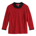 Elle Womens Collared 3/4-Sleeve Top, Size Medium by Vanessa Jane