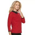 Elle Womens Collared 3/4-Sleeve Top, Size Medium by Vanessa Jane