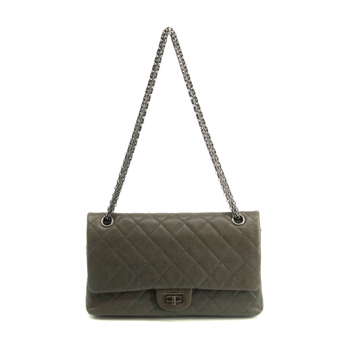 Chanel Caviar Skin Quilted 2.55 Grey Double Flap Shoulder Bag #3983 by Bolt Boutique