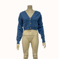 Lulus Cozy Duet Blue Knit Two-Piece Cardigan Set, Size Medium by Vanessa Jane