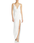 Aidan by Aidan Mattox V Neck Draped Column Gown by Vanessa Jane