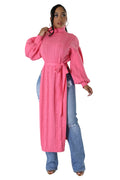 Long Knit Midi Mock Neck Sweater with Slits by The House of Stylez