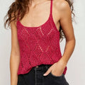 Free People Women’s Glisten Crochet Knit Cami Tank Top Love Potion Pink, Large by Vanessa Jane