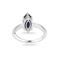 2.10 Ct Marquise Blue Sapphire & Lab Grown Diamond Prong 10K Gold Pave Bridge Ring by Fine Color Jewels