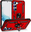 Bundle: Red Military Kickstand Series with Belt Clip Case with Tempered Glass Screen and Camera Protector - Samsung Galaxy S23 by Zerodamage Sahara Case LLC