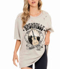 Oversized Nashville Music City Graphic Tee - Khaki by Boutique 23