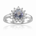 Aquamarine Halo Heart Ring by Fine Color Jewels